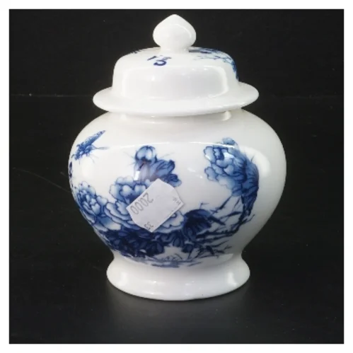 Porcelænskrukke med låg (str. 14 cm)