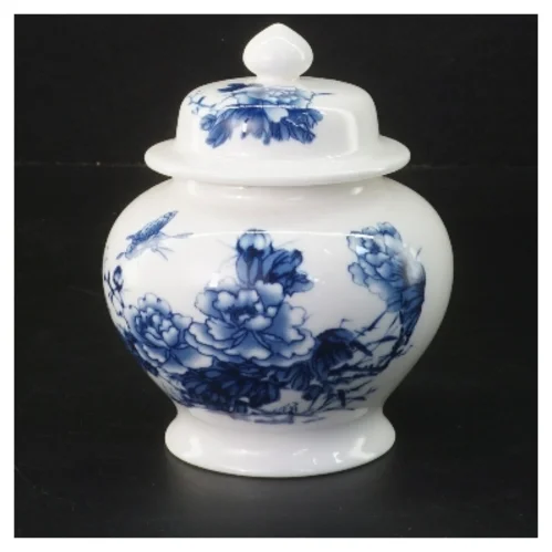 Porcelænskrukke med låg (str. 14 cm)