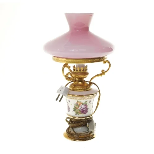 Dekorativ bordlampe med rosa skærm (str. 34 cm)
