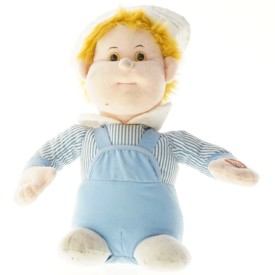 Blå og hvid stofdukke