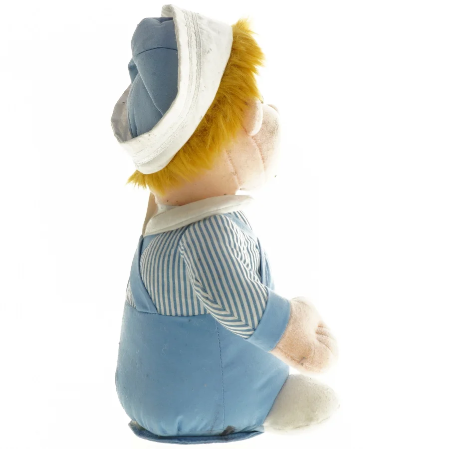 Blå og hvid stofdukke