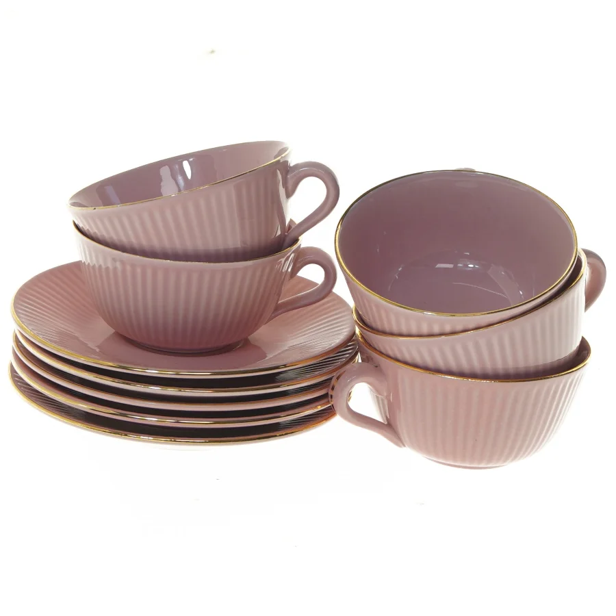 Te-kopper med underkopper fra Søholm (str. 5 styk, ø 16 og 10,5 cm)