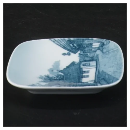 Porcelænsplakette med H. C. Andersens Hus fra B&G (str. 8,5x8,5 cm)