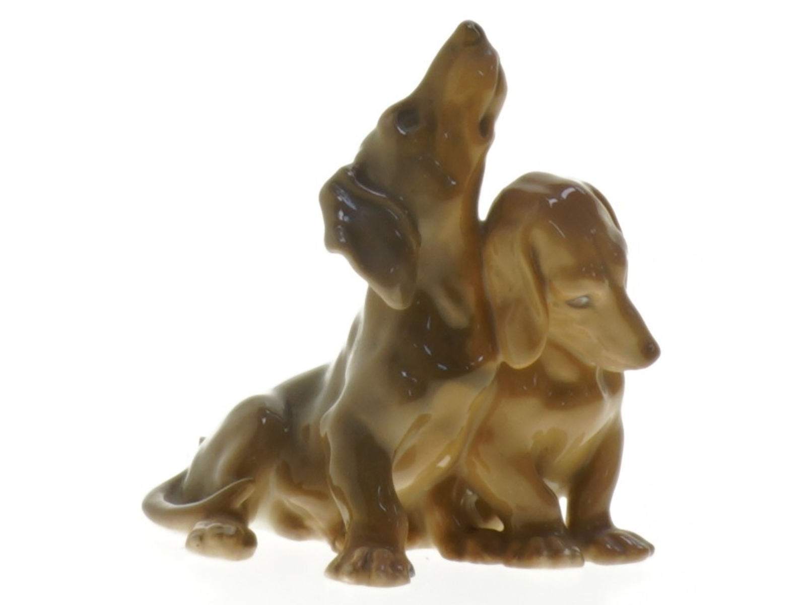 Bing og Grøndahl Gravhunde i porcelæn (str. 11 cm)