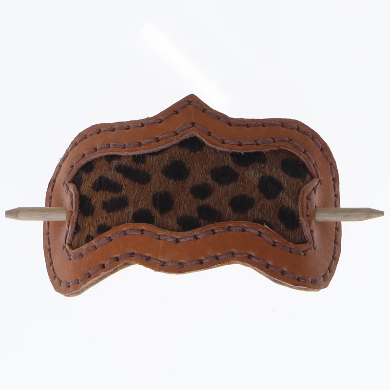 Hårspænde med leopardskind (str. 10 cm)