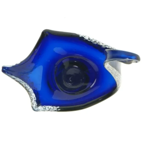 Blåt glas kunstobjekt (str. 17x25 cm)