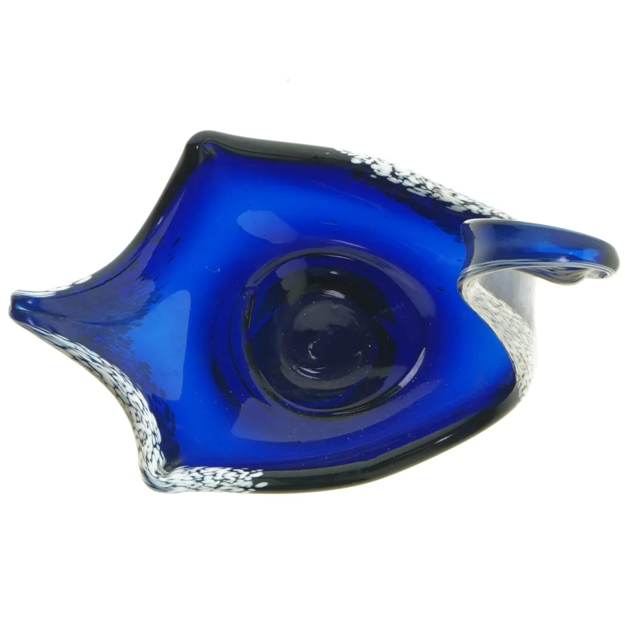 Blåt glas kunstobjekt (str. 17x25 cm)