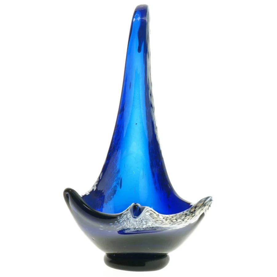 Blåt glas kunstobjekt (str. 17x25 cm)