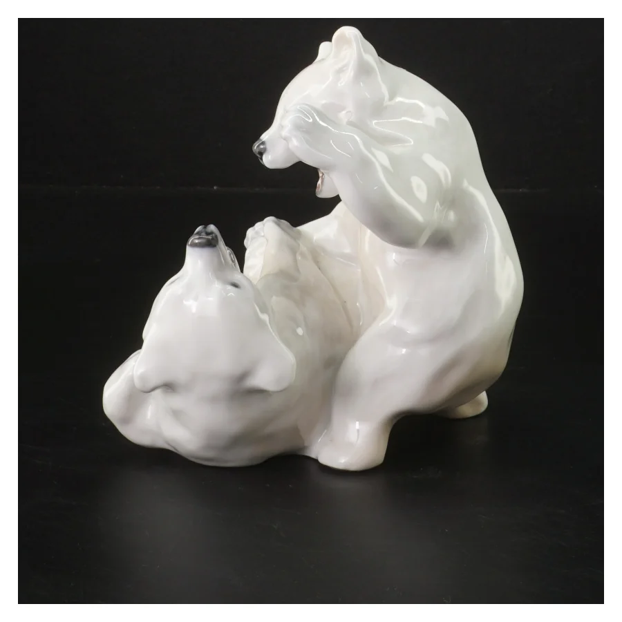 Porcelænsfigur af legende bjørne fra Royal Copenhagen (str. 15 cm)