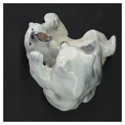 Porcelænsfigur af legende bjørne fra Royal Copenhagen (str. 15 cm)
