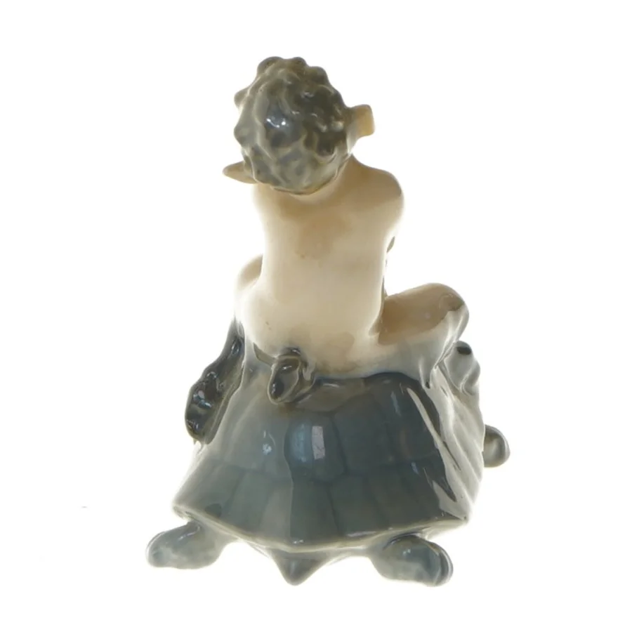 Porcelænsfigur af faun på skildpadde fra Royal Copenhagen (str. 10 cm)