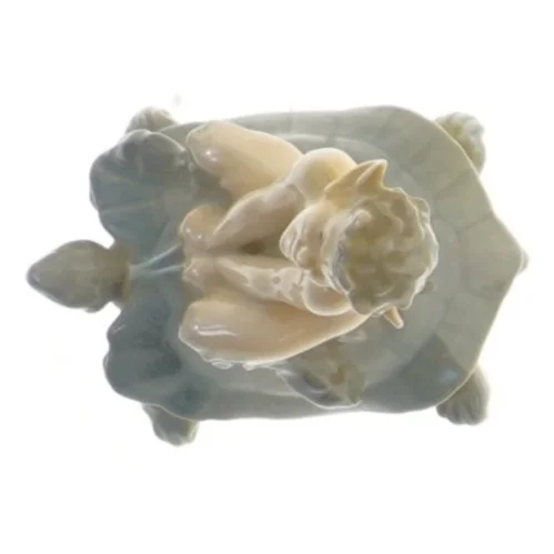 Porcelænsfigur af faun på skildpadde fra Royal Copenhagen (str. 10 cm)