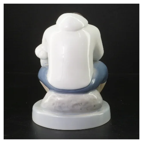 Porcelænsfigur af far med barn fra B&G (str. 21 cm)