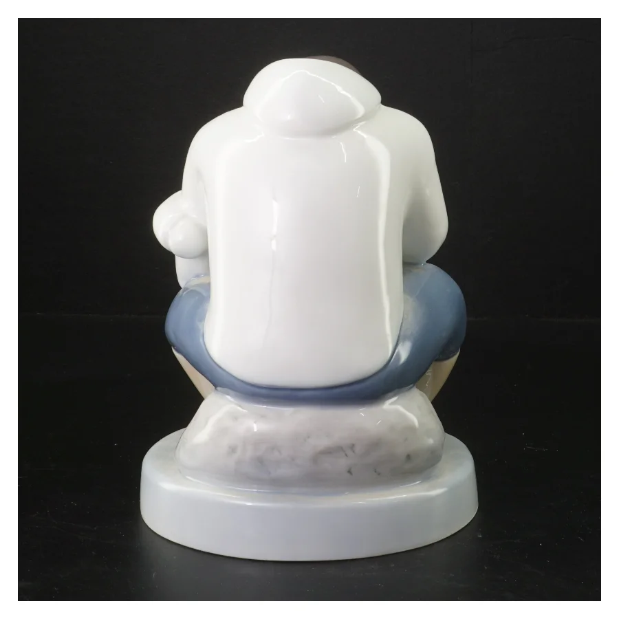 Porcelænsfigur af far med barn fra B&G (str. 21 cm)