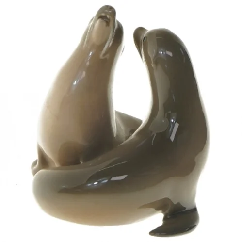 Porcelænsfigur af sæler fra Royal Copenhagen (str. 11 cm)