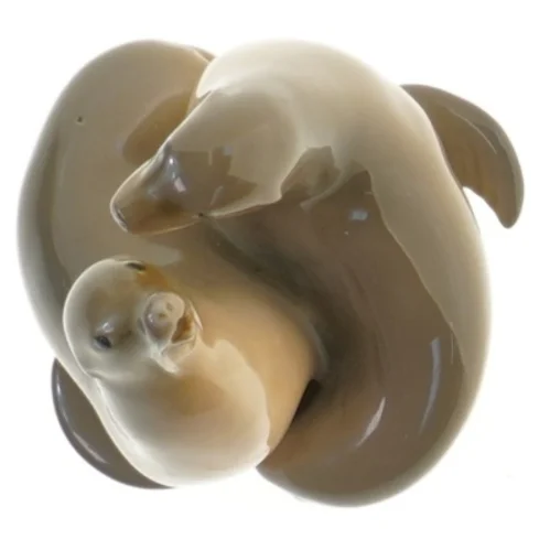Porcelænsfigur af sæler fra Royal Copenhagen (str. 11 cm)