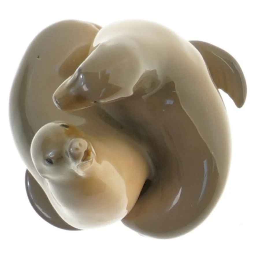 Porcelænsfigur af sæler fra Royal Copenhagen (str. 11 cm)