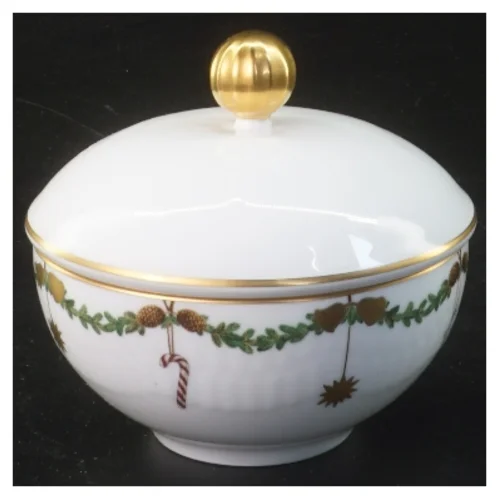 Juledekorationsskål med låg fra Royal Copenhagen (str. Ø 9 cm)