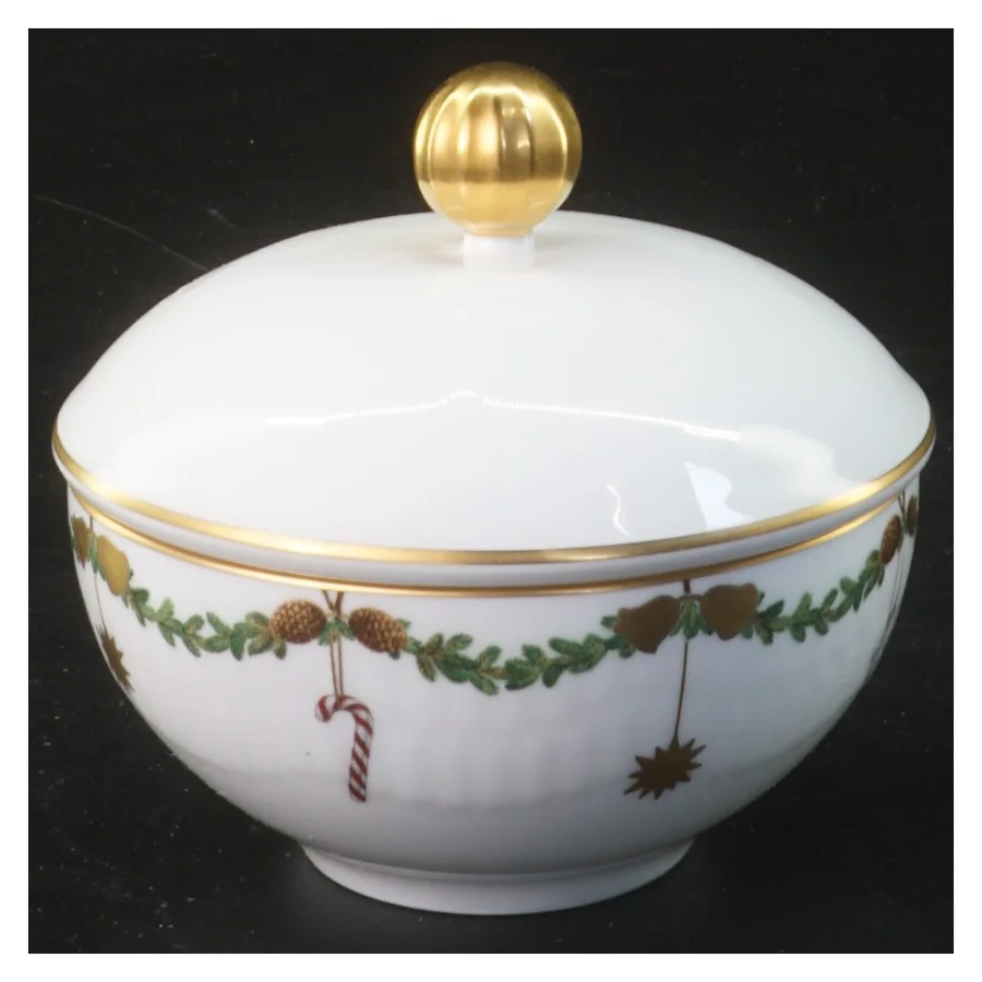 Juledekorationsskål med låg fra Royal Copenhagen (str. Ø 9 cm)