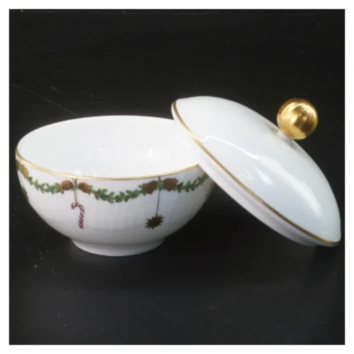 Juledekorationsskål med låg fra Royal Copenhagen (str. Ø 9 cm)