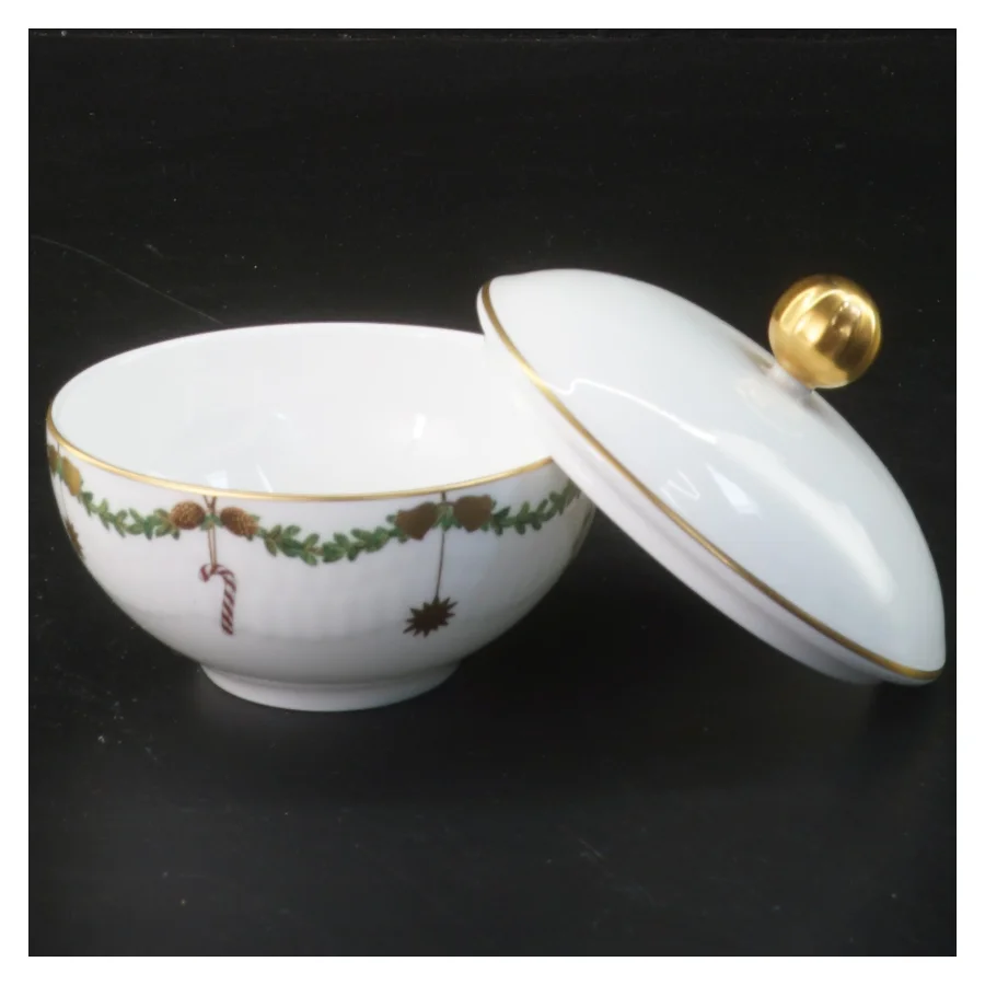 Juledekorationsskål med låg fra Royal Copenhagen (str. Ø 9 cm)