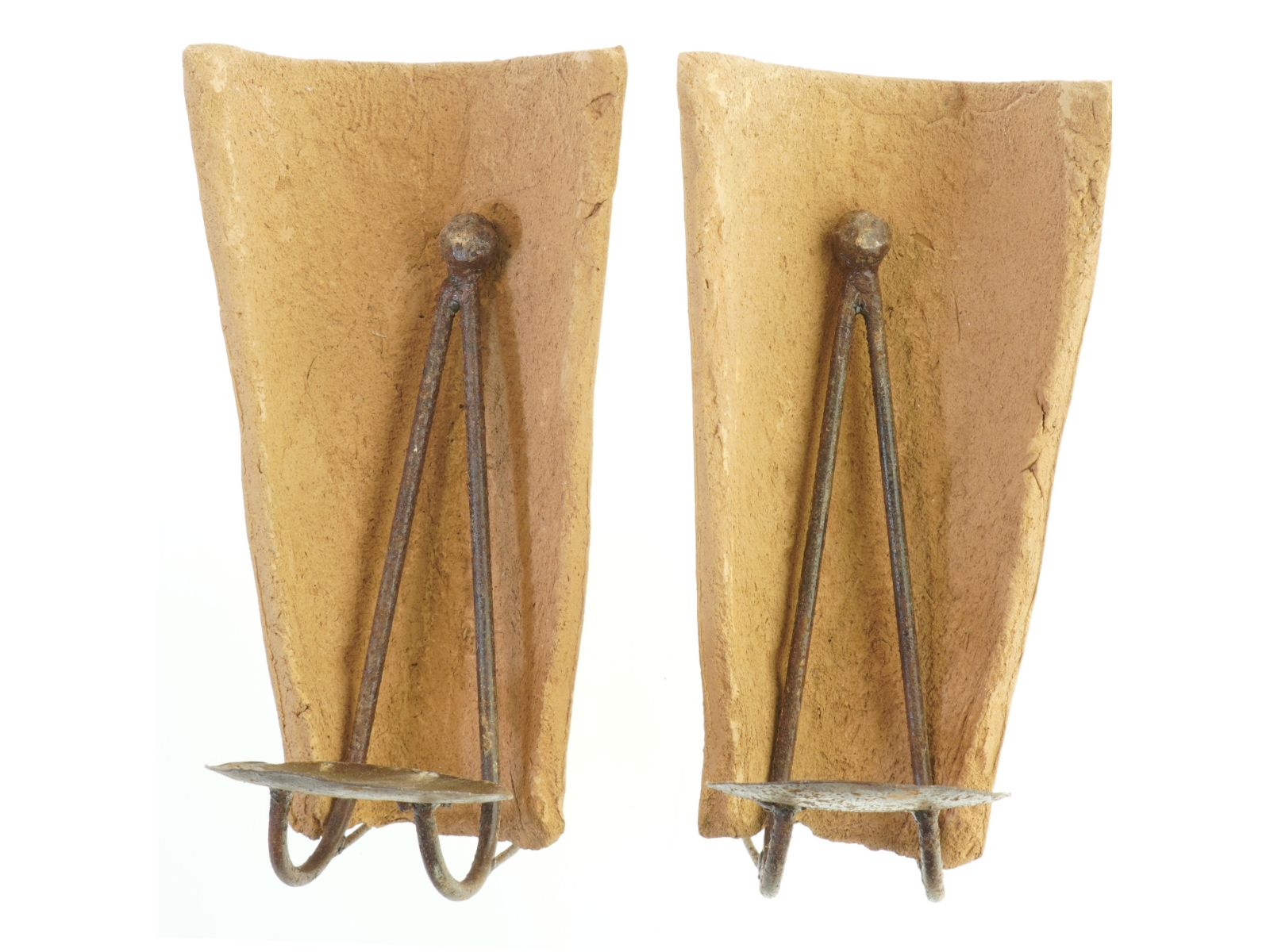 Vintage keramik og metalvæglysestager (str. H. 30 cm)