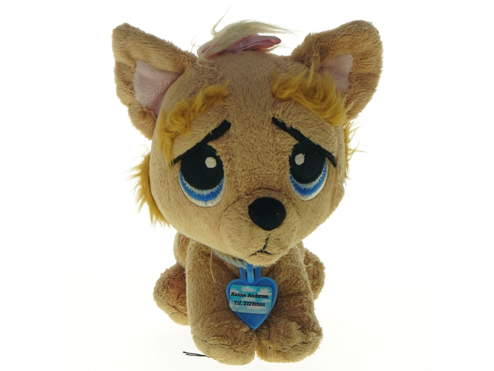Tøjdyr hund med halsbånd (str. 16 cm)