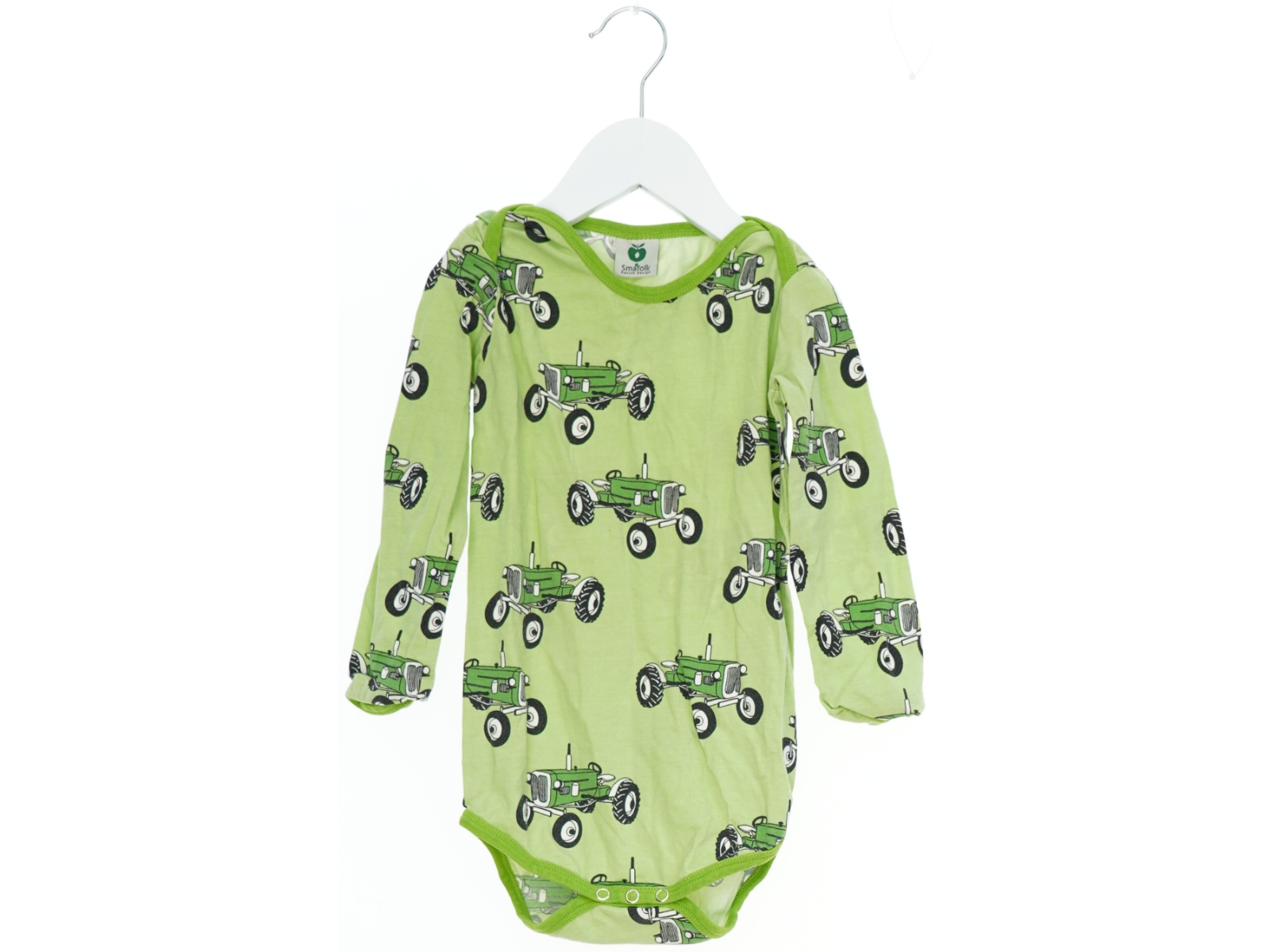Grøn bodystocking med traktor print fra Småfolk (str. 98)