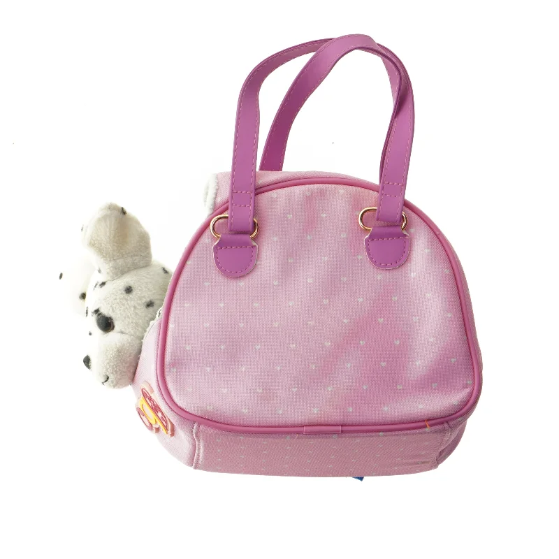 Lyserød taske med dalmatinerskulptur (str. 22x18 cm)