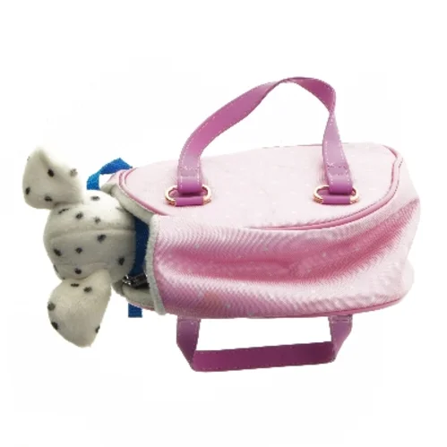 Lyserød taske med dalmatinerskulptur (str. 22x18 cm)