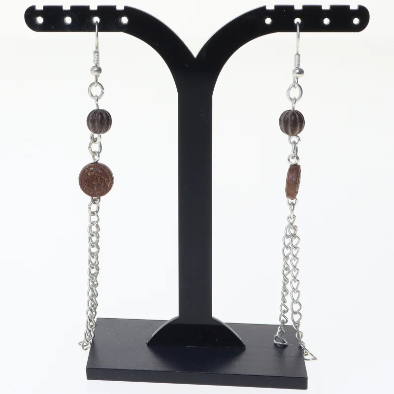 Øreringe med vedhæng (str. 9 x 1 cm)