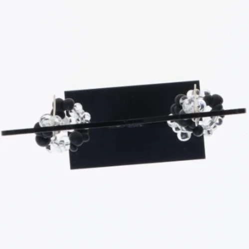 Sort/ klar perleøreringe (str. 6 x 2 cm)