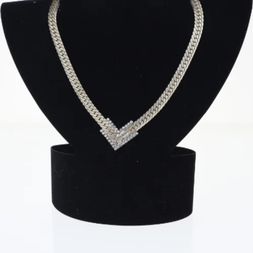 Guldfarvet halskæde med diamanter/krystaller (str. 42 cm)