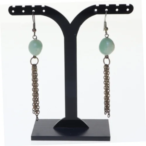 Øreringe med turkis sten og kæder (str. 8 x 1 cm)