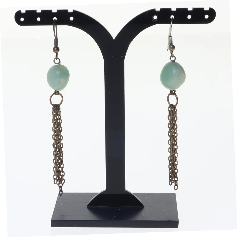 Øreringe med turkis sten og kæder (str. 8 x 1 cm)