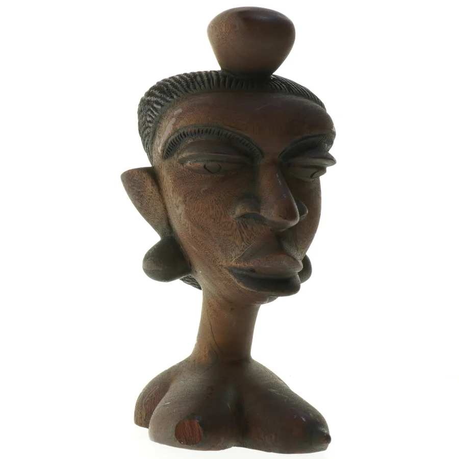 Træskulptur af kvinde (str. 28 x 13 cm)