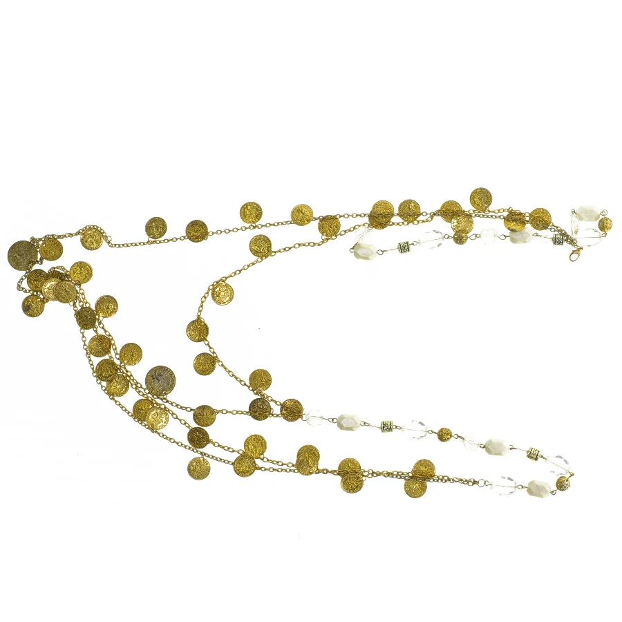 Perlekæde med guld detaljer (str. 83 cm)