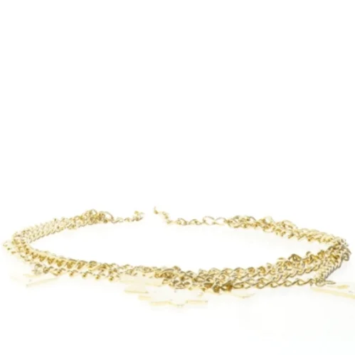 Guldfarvet bælte med charms (str. 91 cm)