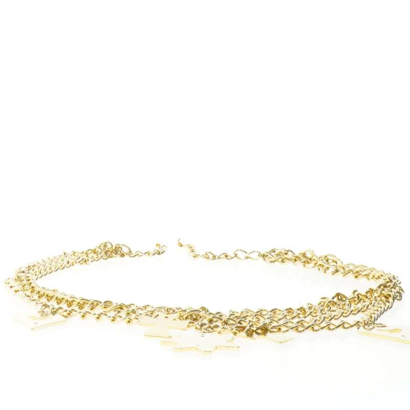Guldfarvet bælte med charms (str. 91 cm)