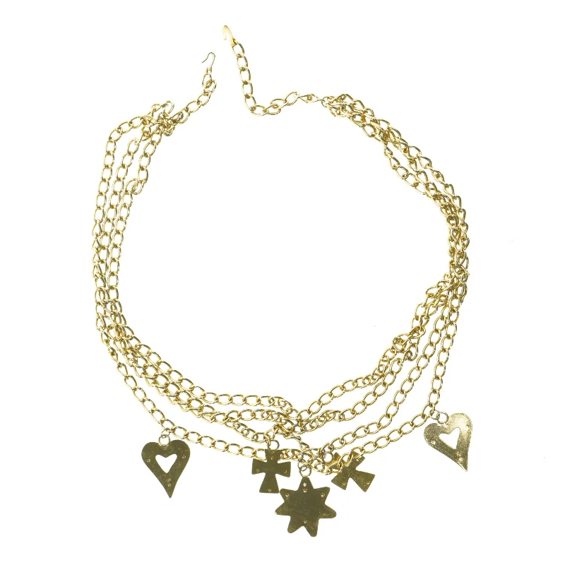 Guldfarvet bælte med charms (str. 91 cm)