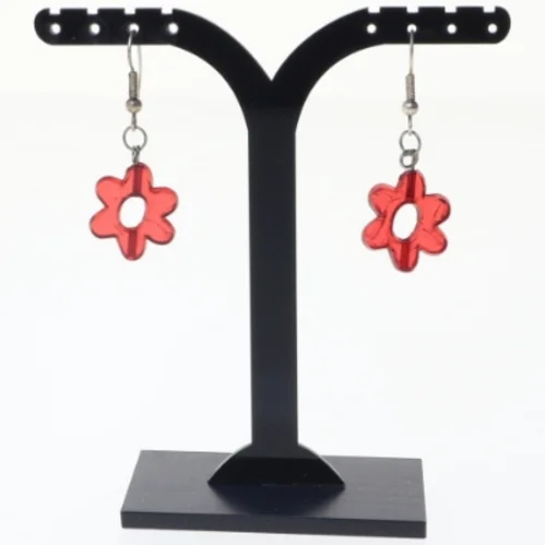 Røde blomster øreringe (str. 1 x 4 cm)