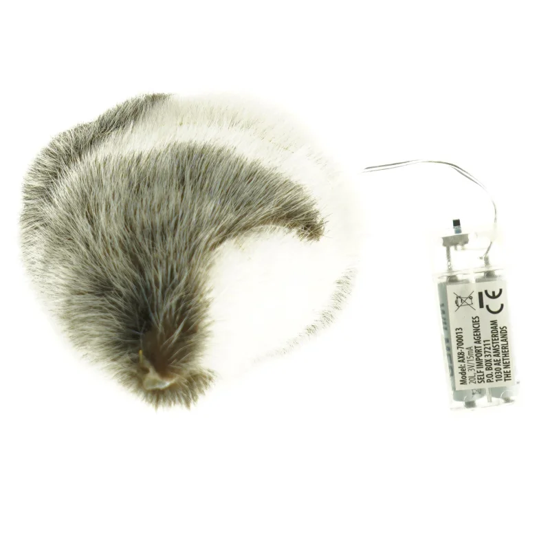 Pelsbeklædt juletræ med lyskæde (str. H. 27 cm)