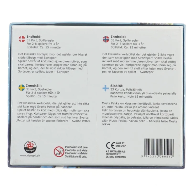 Sorteper kortspil fra Danspil (str. 17,5x14 cm)