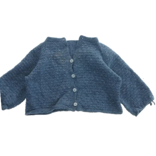 Blå strik cardigan til barn i ren uld (str. Bryst, 30 cm. længde 25. cm)