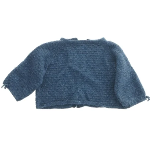 Blå strik cardigan til barn i ren uld (str. Bryst, 30 cm. længde 25. cm)
