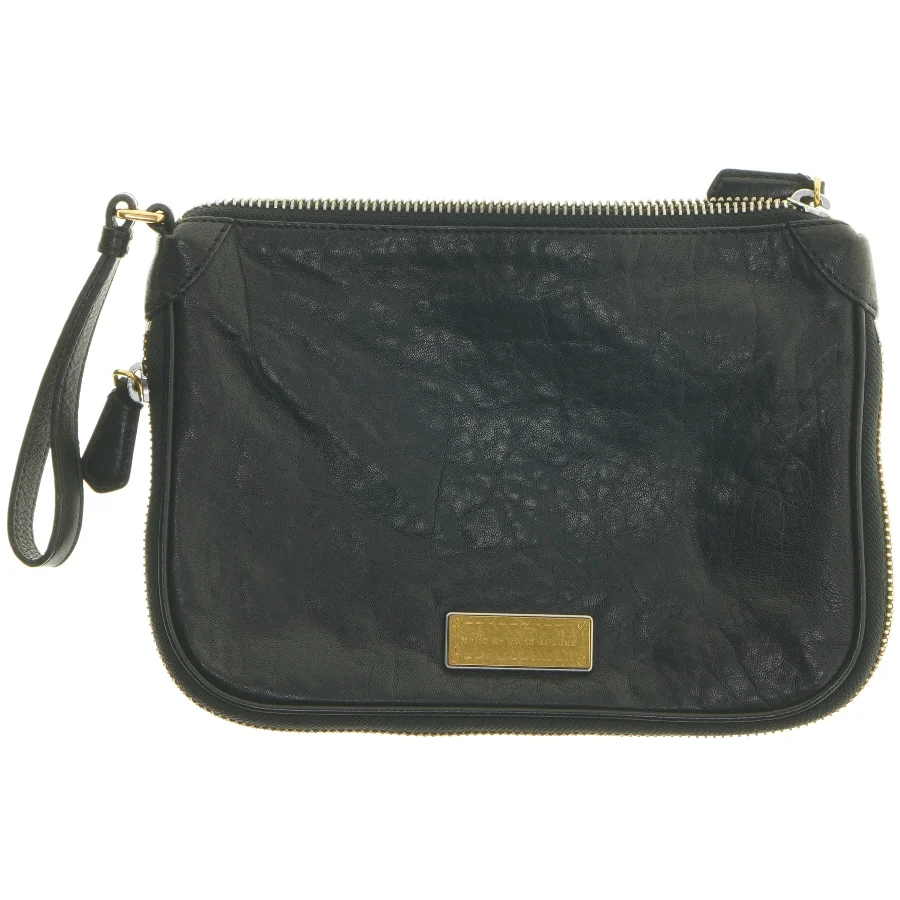 Sort læder clutch med lynlås fra Marc Jacobs (str. 28x20 cm)