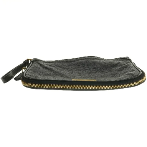 Sort læder clutch med lynlås fra Marc Jacobs (str. 28x20 cm)