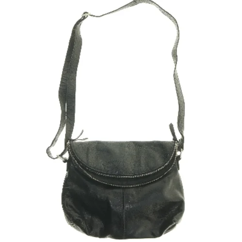 Skuldertaske i sort læder (str. 35x27 cm)