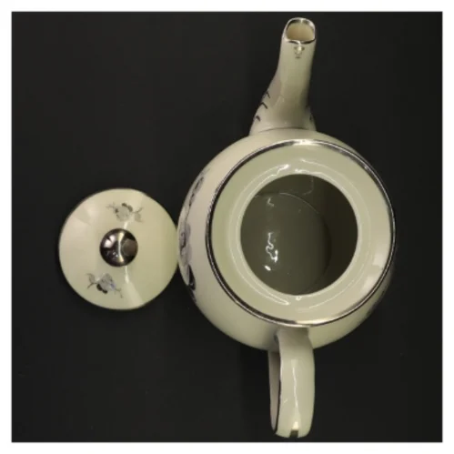 Kande med blomstermotiv og låg fra Københavns Porcellains Maleri (str. 21 x 13 cm)