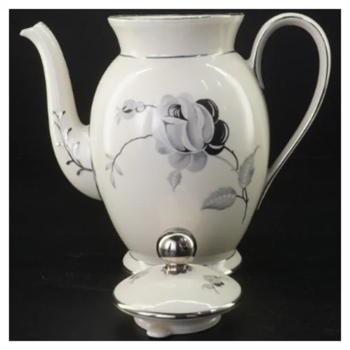 Kande med blomstermotiv og låg fra Københavns Porcellains Maleri (str. 21 x 13 cm)